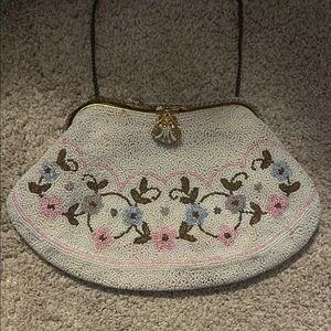 Vintage 1920’s Beaded French Floral Clutch with Chain